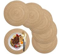 Tovagliette Rotonde Lavabili, Set di 6 Tovagliette per Colazione e Pranzo, Resistenti al Calore, 36cm, Colore Caffè