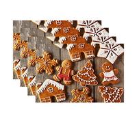 Tovagliette Set Di 4 Premium Dining Table Placemat Facile Pulire Fatovagliette Da Tavolo Per Cucina Festa Ristorante Biscotto Di Pan Di Zenzero, Pan Di Zenzero Fatto In Casa Di Natale Delle Coppie