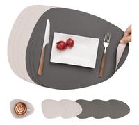 tovagliette, sottobicchieri, pelle, plastica, impermeabile, set 6