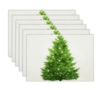 Tovagliette Tema Natalizio Minimalista, Design Dell'Albero Natale Verde Tovaglietta Di Lino,Set Di 4 Tovagliette Primaverili, Per Cene, Feste, Vacanza, Interni, Esterni, Primaverili, 45 X 30 cm
