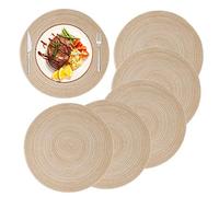 Tovagliette Tovaglia Rotonda Cotone Tappetini da Pranzo in Tessuto Resistente al Calore 36cm Antiscivolo Placemats Decorazioni per Matrimoni Eventi Festa Feste (Set di 6)