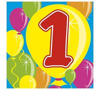 Tovaglioli 1 anno con palloncini 25 x 25 cm - 20 pezzi