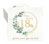 Tovaglioli 18° compleanno, 36pcs tovaglioli compleanno, 3 veli buon compleanno tovaglioli eucalipto 18° compleanno ragazza ragazzo decorazione tavola compleanno tovaglioli carta 33x33cm