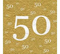 Tovaglioli 50 Oro Nozze con Rilievo 20 pezzi, 3 Veli, 33 x 33 cm,