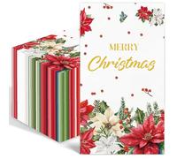 Tovaglioli,50 Pezzo Tovaglioli,Decorazione Della Tabella Del Partito Tovaglioli Matrimonio,Carta Tovaglioli Monouso per Baby Party Festa di Nozze Occasioni Festive (Fleurs de Noël)