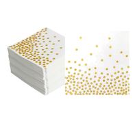 Tovaglioli bianchi, dorati, 33x33cm, 100 pezzi, per feste, cocktail