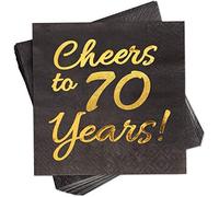 Tovaglioli bianchi per 70° compleanno, per uomini e donne, per feste, cocktail, decorazioni per 70° compleanno, confezione da 50, 12,7 x 12,7 cm piegati, saluti a 70 anni (70)