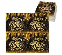 Tovaglioli Capodanno 40 Pezzi Tovaglioli Happy New Year Nero e Oro per Decorazioni Tavola Festa di Fine Anno Accessori Eleganti per Cenone e Pranzo Festivo