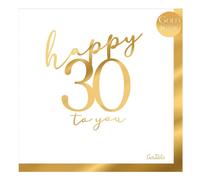 Tovaglioli Compleanno 30 Anni Oro in Carta 33x33 cm 16 pz - Givi