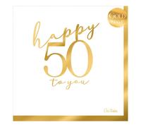Tovaglioli Compleanno 50 Anni Oro in Carta 33x33 cm 16 pz - Givi