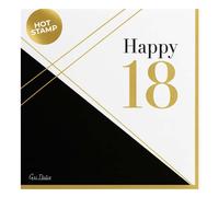 Tovaglioli Compleanno Happy 18th Bianco Nero Carta 3v 33x33 cm 16 pz - Givi