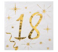Tovaglioli con scritta in oro 18, tovaglioli di compleanno 18 oro (18)