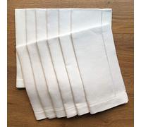 Tovaglioli da pranzo con orlo in lino bianco, set di 12 tovaglioli con orlo a scala, 50,8 x 50,8 cm, 100% lino, confezione da 12