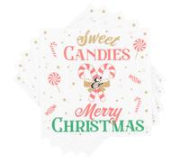 Tovaglioli di carta bianco, rosso, verde e dorato con stampa dolcetti (x20)