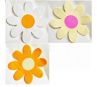 Tovaglioli di Carta Fiori 60 Pezzi Tovaglioli Monouso Decorati 16.5x16.5 cm 3 Colori Giallo Arancione Bianco per Feste Picnic Compleanni