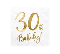 Tovaglioli decorativi per feste di compleanno, 30° compleanno, 30° compleanno, con lettera dorata, 33 x 33 cm, tovaglioli di carta per eventi, feste di compleanno, anniversari, feste di compleanno