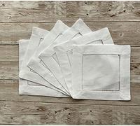 Tovaglioli di lusso 100% cotone bianco a orlo orlo per sala da pranzo / tè / cocktail / cena tavolo di nozze, set di 6 pezzi (13 x 13 cm)