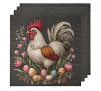 Tovaglioli di stoffa colorati con gallo pasquale, set di 4, tovaglioli da cena in tessuto 50 x 50 cm, morbidi e confortevoli, riutilizzabili, per feste e matrimoni