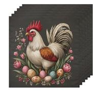 Tovaglioli di stoffa colorati con gallo pasquale, set di 6, tovaglioli da cena in tessuto 50 x 50 cm, morbidi e confortevoli, riutilizzabili, per feste e matrimoni