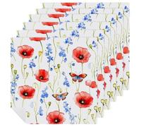 Tovaglioli di stoffa con farfalle e papaveri, confezione da 6 tovaglioli riutilizzabili per casa, hotel, ristorante, feste di nozze