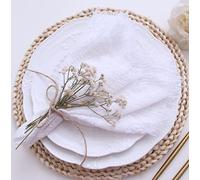 Tovaglioli di stoffa con frange, 12 pezzi, 100% cotone naturale morbido, lavabili, ideali per matrimoni, cene, uso quotidiano in famiglia (confezione da 12, bianco)