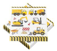 Tovaglioli Escavatore, 40 Tovaglioli Cantiere per Compleanno, Tovaglioli Tavola Bulldozer Pala Gommata, Tovaglioli Carta Veicolo Costruzione Per Compleanno Bambini Festa Tema Costruzione, 33 X 33 Cm