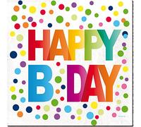 Tovaglioli Happy Bday a pois 33 x 33 cm - 20 pezzi