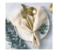 Tovaglioli in cotone, 41 x 41 cm, in cotone, stile retrò, rustico, asciugamani, per matrimoni, feste, tovaglioli in tessuto, tovaglioli in tessuto, 12 pezzi (beige)