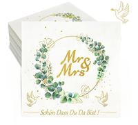 Tovaglioli matrimonio 36 pezzi eucalipto tovaglioli, 3 veli 33 x 33 cm tovaglioli bianco amore Mr & Mrs decorazione matrimonio tovaglioli di carta matrimonio decorazione tavola matrimonio
