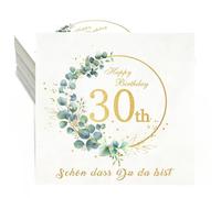 Tovaglioli per 30° compleanno, 36pcs compleanno tovaglioli, 3 veli buon compleanno tovaglioli eucalipto 30° compleanno donne uomini decorazione da tavolo compleanno tovaglioli di carta 33x33cm
