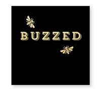 Tovaglioli per bevande e cocktail ""Buzzed"" Bee di X&O Paper Goods, neri e oro, 20 pezzi, 5'' L x 5'' L
