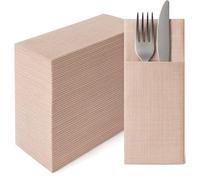 Tovaglioli Portaposate Monouso TNT Effetto Lino 30x40 cm 1/8 - Tessuto Non Tessuto CACAO - Resistente, Assorbente, Biodegradabile - Ideale per Ristorazione, Eventi e Cerimonie - 50 Pezzi
