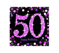 amscan-Tovaglioli glitterati per il 50° compleanno, 33 cm, 16 pezzi, nero/rosa, 10022251