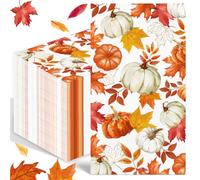 Tovaglioli Tema Autunnale,50 Tovaglioli di Carta Decorativi con Foglie D'acero Zucca per Autunno, Zucca, Foglie D'acero, Decorazioni Autunnali, per Feste del Ringraziamento(Foglie)