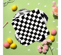 Tovaglioli usa e getta neri e bianchi a quadri, tema da gara, per decorazione di casa e uso quotidiano Scacchi bianchi e neri 40 pezzi,Scacchi bianchi e neri 20 pezzi,Scacchi bianchi e neri 60 pezzi,R