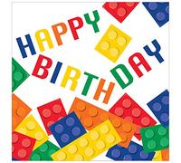Creative Convertting Pranzo Tovagliolo 33 x 33 cm Happy Birthday Block Party, Carta, Multicolore