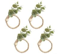 Tovagliolo in stile bohémien per anelli con eucalipto realistico e perline di legno per accenti distintivi da tavolo durante le celebrazioni (A)