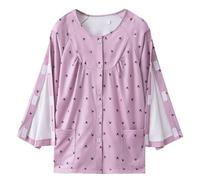 TOVCHEI Camicie Post Chirurgia Spalla per Pigiami per Disabilità A Maniche Lunghe da Donna, Pantaloni da Donna A Strappo per Pazienti,Pink b Top,XXL