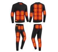 TOVCHEI Set di Biancheria Intima Termica Riscaldata A 28 Zone per Uomo Donna Tuta Calda Invernale Strato di Base Riscaldante Foderato in Pile Long Johns,Men Black,M