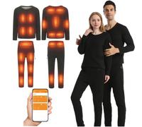TOVCHEI Set di Biancheria Intima Termica Riscaldata per Uomo E Donna con Controllo Tramite App, Strato Termico di Base Caldo per Il Freddo,Nero,3XL