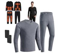 TOVCHEI Set di Mutande Termiche Riscaldate A 22 Zone Top Pantaloni Invernali Ciclismo All'aperto Riscaldamento USB Vestiti per Uomo Donna, con Batteria,Men Gray,S