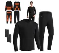 TOVCHEI Set di Mutande Termiche Riscaldate A 22 Zone Top Pantaloni Invernali Ciclismo All'aperto Riscaldamento USB Vestiti per Uomo Donna, con Batteria,Men Black,S