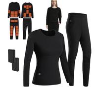TOVCHEI Set di Mutande Termiche Riscaldate A 22 Zone Top Pantaloni Invernali Ciclismo All'aperto Riscaldamento USB Vestiti per Uomo Donna, con Batteria,Women Black,XS