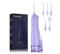 TOVENDOR Idropulsore elettrico, senza fili, ricaricabile, per igiene orale, IPX7, impermeabile, 300 ml, da viaggio, con 5 punte per la cura dei denti e delle gengive, per casa e ufficio, uso