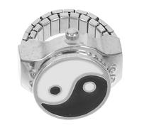TOVINANNA 1 Pezzo Orologio Dal Design a Otto Trigrammi Signore Piccolo Orologio Rotondo Orologio Da Dito in Argento Anello Dell'orologio Orologi Da Donna L'orologio Suona Moda Chiave Metallo