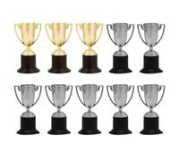 TOVINANNA 10 Pezzi Mini Trofei in Plastica per Coppe Sportive Premio Scuola Concorsi Sportivi Oro e Argento Riutilizzabile