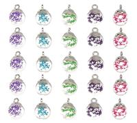 TOVINANNA 100 Pezzi Ciondoli a Forma di Sfera di Vetro per Gioielli Fai da Te Decorazioni per Collane Braccialetti e Portachiavi Anello Colori Assortiti Blu Lago Rosa Verde Viola