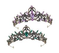TOVINANNA 2 Pezzi Accessori per a a foglia di diamanti diadema di strass Tiara regina Tiara di matrimonio Diademi fascia da sposa decorazioni nuziali da sposa acrilico