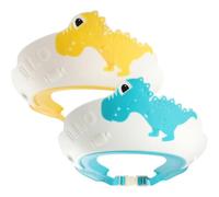 TOVINANNA 2 Pezzi Cappello da Doccia per Protezione Orecchie, Regolabile e Flessibile in Materiale Pp a Forma di Dinosauro, per Bagno dei Piccoli