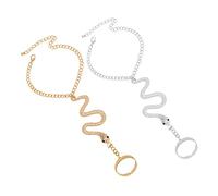 TOVINANNA 2 Pezzi Catene a Mano Anelli Serpente Braccialetto Braccialetti Per Le Donne Anello Di Mano Catena Manuale Catena Ad Anello Polsini Delle Dita Bracciali Ad Anello Lega